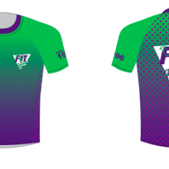 purple and green fit tshirt