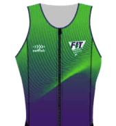 green and purple sleeveless trisuit top